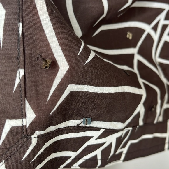 Tory Burch Brown White Sheer Sequin Split Neck Tunic Womens Size 6 BLEMISH - Picture 7 of 8